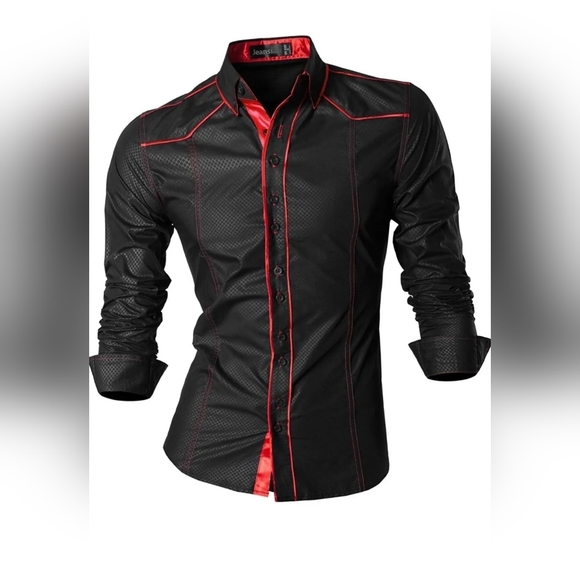 Jeansian Other - Jeansian Men's Slim Fit Long Sleeves Casual Button Down Shirt Size M